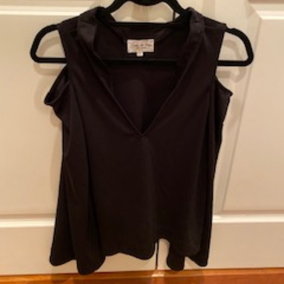 Cold Shoulder Long Sleeve Silk Top - Picture 1 of 2